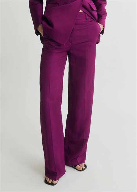 Straight-fit linen-blend suit trousers - Women | MANGO United Kingdom