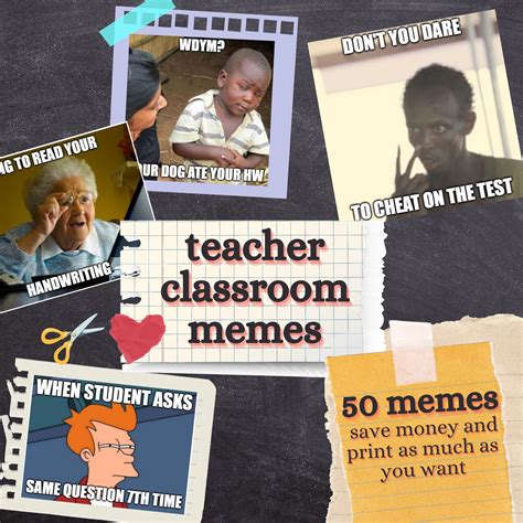 Printable Funny and Inspiring Teacher Memes; Teacher Classroom Decor; Social Studies Classroom ...