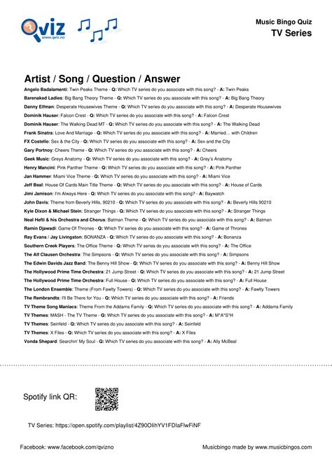 TV Series - Music Bingo Quiz 30 - Qviz Musicbingos