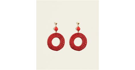 Red Woven Straw Hoop Earrings | New Look