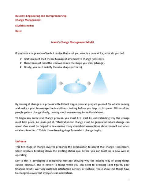 Lewin's Change Management Model Explained | PDF | Change Management | Social Psychology