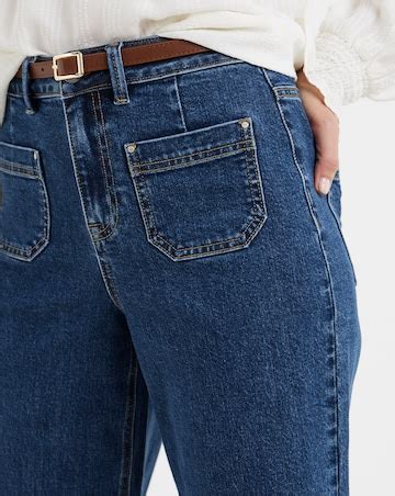Mid Blue Authentic Pocket Front Wide Crop Jeans | Ambrose Wilson