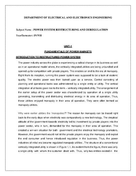 UNIT-1 FUNDAMENTALS OF POWER MARKETS SUMMARY OF PSRD - DEPARTMENT OF ...