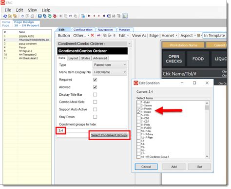 Suppressing Condiment Groups on a Condiment Orderer Page