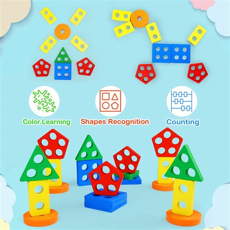 Buy Montessori Toys for 1 to 3-Year-Old Boys Girls Toddlers, Wooden ...