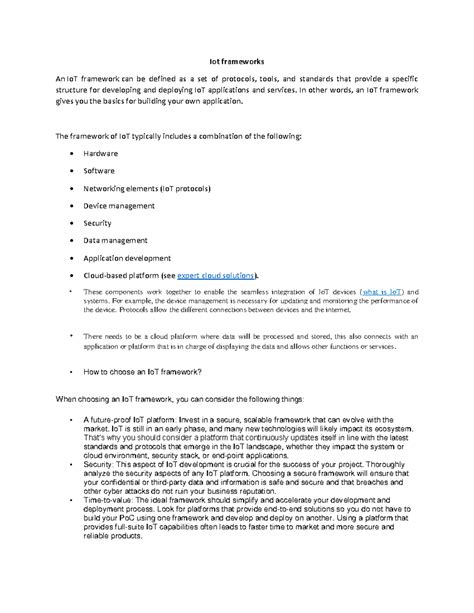 IoT Frameworks: Key Components, Selection Criteria, and Popular ...