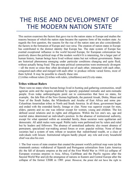 THE RISE AND Development OF THE Modern Nation State - THE RISE AND ...