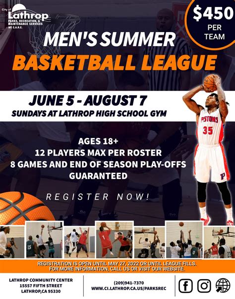 Men's Summer Basketball League | City of Lathrop CA