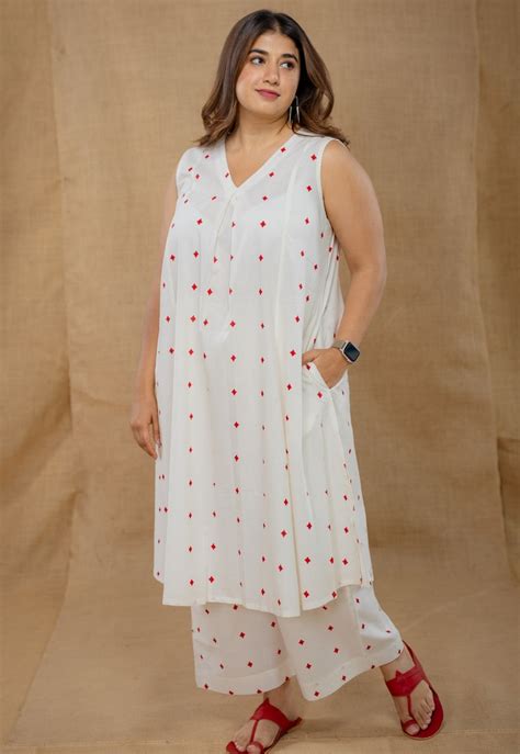 Raahi White Hand Block Print Cotton A Line Co-Ord Set – THE INDIAN ...