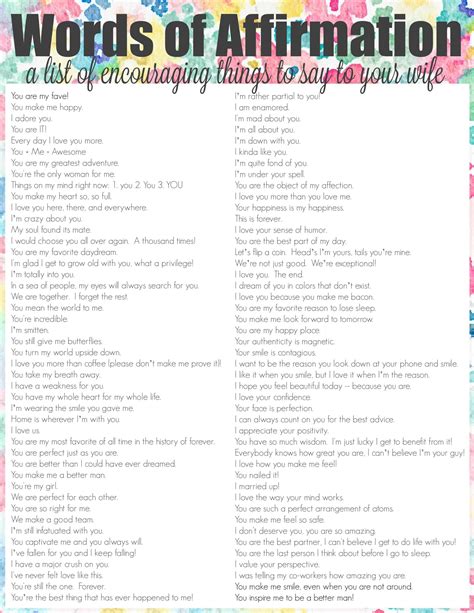 110 Words of Affirmation Every Wife NEEDS to Hear - FREE Printable ...
