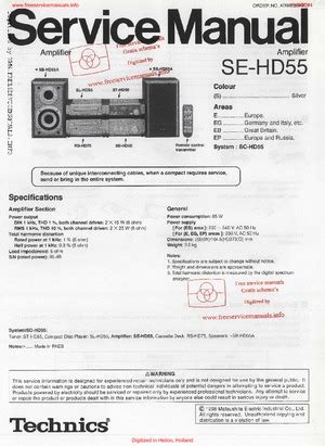 Technics SE-HD55 Service Manual PDF Free Download