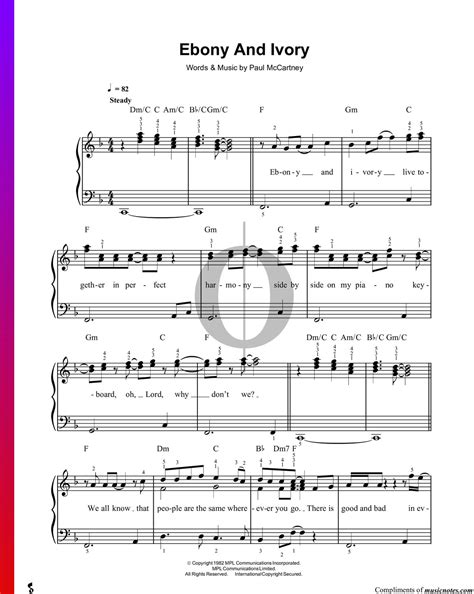 "Ebony And Ivory" Noten (Klavier, Gesang) von Stevie Wonder, Paul ...