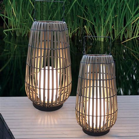 Modern Rattan Weaving Oval Cage Outdoor Patio Waterproof Floor Lamp ...