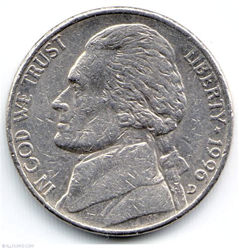 Jefferson Nickel 1996 D, Nickel (Five Cents), Jefferson (1938-2003 ...