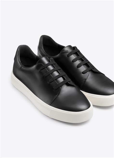 Mens Black Leather Sneakers