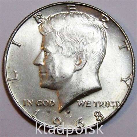 Монета 50 центов США «Кеннеди» 1968 года серебро 400 пробы, арт 2 ...