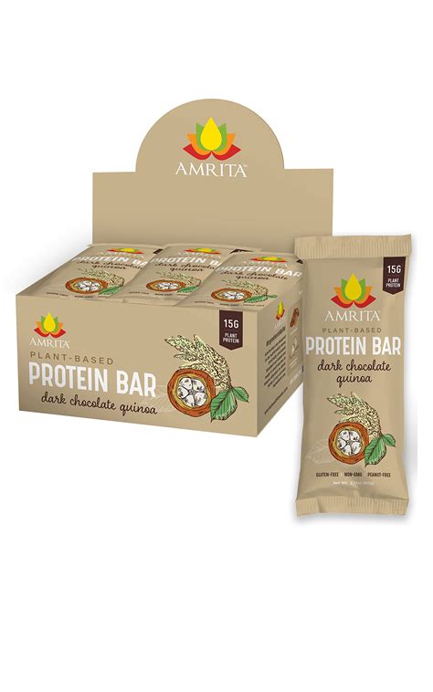 Buy AMRITA Dark Chocolate Quinoa Vegan Protein Bars, Peanut/Dairy Free ...