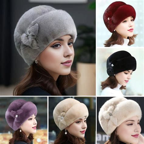 Mightlink Women Winter Hat Solid Color Beanie Thick Plush Faux Fur ...