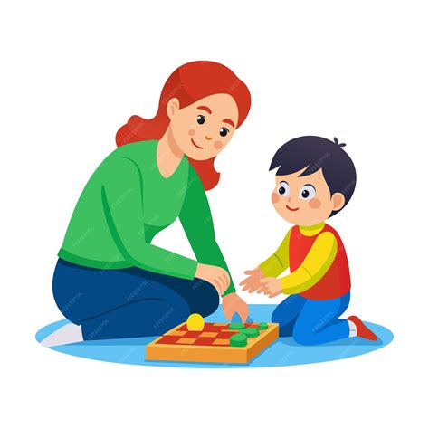 Mother and Son Playing Board Game on Floor | Premium AI-generated vector
