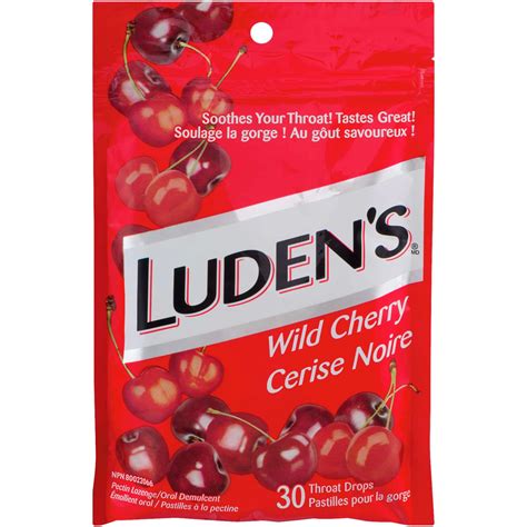 Luden’s Wild Cherry Throat Drops - 30 Count, Soothing Relief for Sore ...