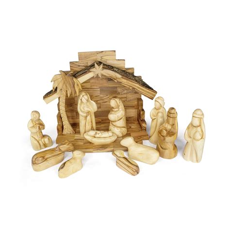 Handmade 12 pc Olive Wood Nativity Set from the Holy Land