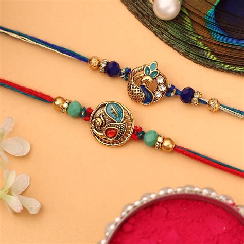 Golden Peacok Kundan Rakhi – The Purple Tree