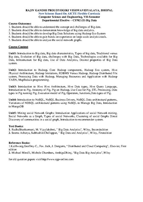 Rgpv syllabus btech cs 7 sem cs702 d big data - RAJIV GANDHI ...