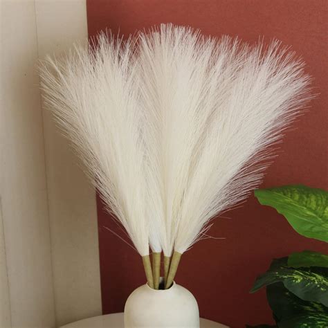 Buy TIED RIBBONS Decorative Pampas Grass Set of 4 Artificial Fluffy ...