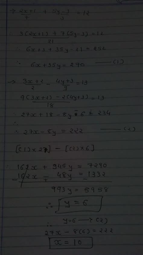 please solve...... simultaneous equation - Brainly.in