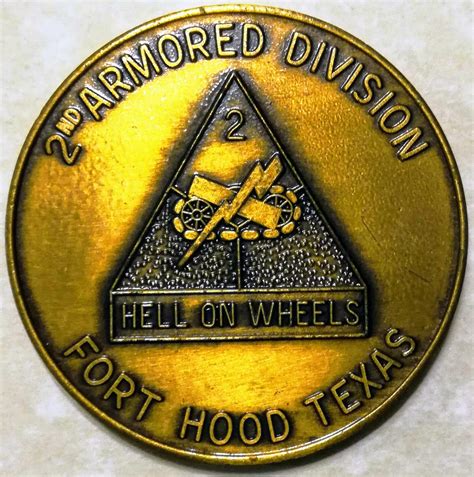 2nd Armored Division Hell On Wheels Fort Hood TX serial #'d Army Chall ...