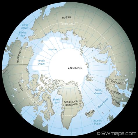 World Map Arctic Circle