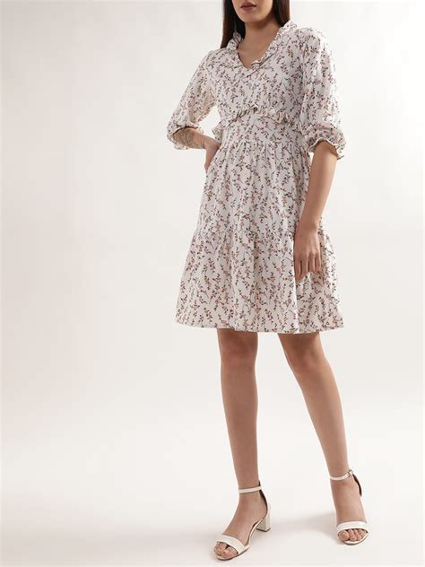 Shop Elle Women White Printed V Neck Dress Online – Iconic India