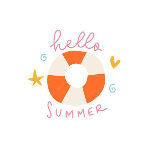 Premium Vector | Hello summer clip art illustration with buoy and beach ...