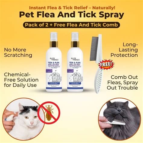 Pet Flea and Tick Spray (100ml) (Pack of 2) with FREE Pet Flea and Tic ...