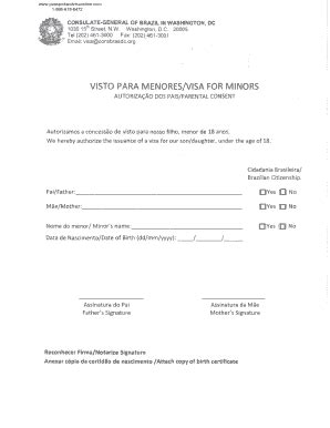 Visa for Minors Parental Consent Form - Blank Fillable Template | Fill ...