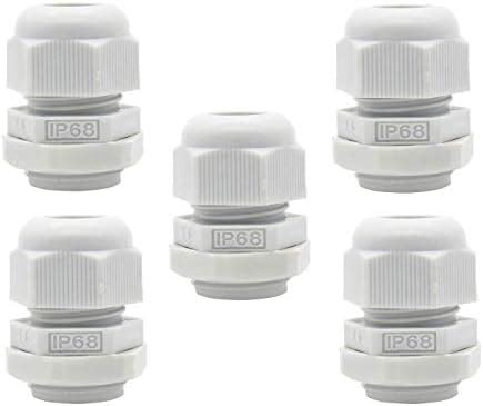 5PCS IP68 Waterproof Cable Gland White PG11 Plastic Connector Nylon ...