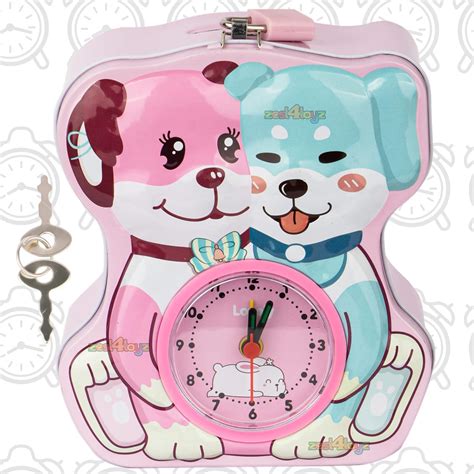 zest 4 toyz 2 In 1 Metal Coin Box And Table Alarm Clock With Piggy Bank ...