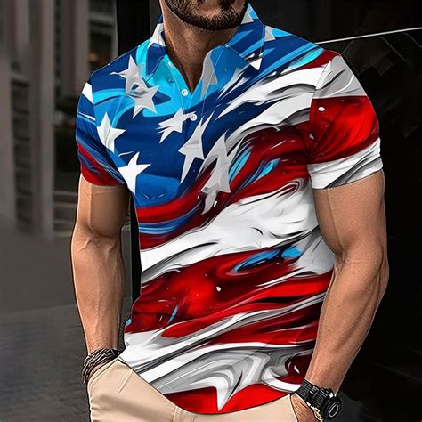 4th of July Shirt Mens Patriotic Shirt Red White and Blue Shirts Men ...