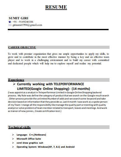 Image result for SQL Tester Resume PDF