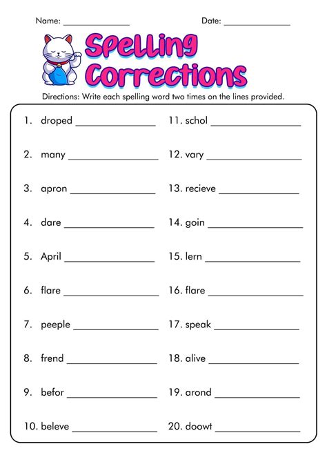 Spelling Practice Worksheets For students - Free download and print for ...