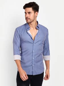 LeWogle Men Striped Casual Light Blue, White Shirt - Buy LeWogle Men ...