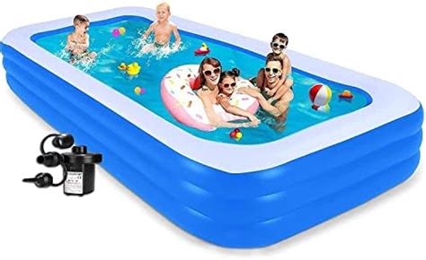 Vunexo Swimming Pool 10-Feet 3 Stripped Inflatable Pool Bastway, Large ...