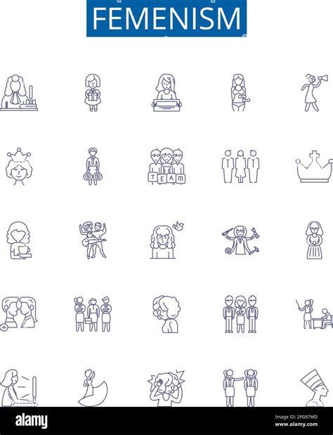 Femenism line icons signs set. Design collection of Feminism, Womanism ...
