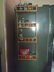 Livzing 4 Tier Wooden Rack for Kitchen Storage Organizer, Fridge Side ...