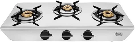 Vidiem Gas Stove S3 179 A Viva (Silver & Black) | 3 Burner Stainless ...