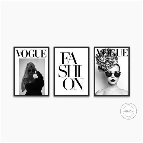 PRINTABLE Set of 3 Black and White Vogue Fashion Posters, Luxury ...