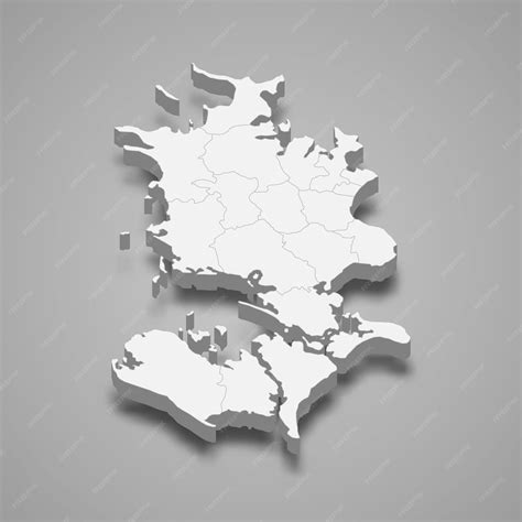 Premium Vector | 3d isometric map of zealand is a region of denmark vector illus