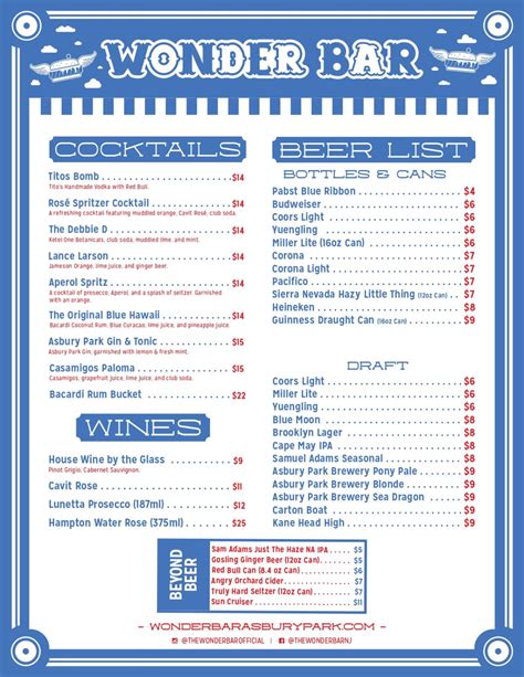 Menu – The Wonder Bar