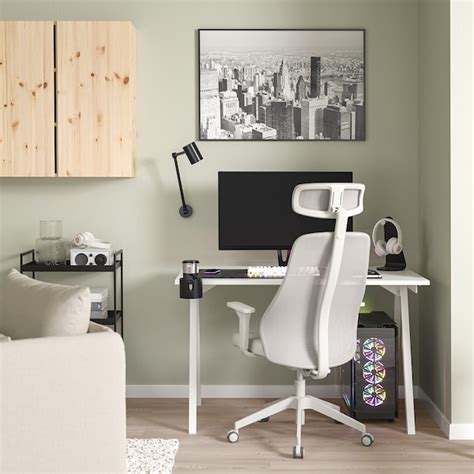 TROTTEN / MATCHSPEL desk and chair, white/light grey - IKEA