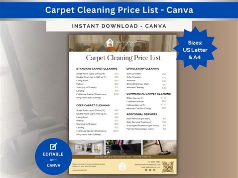 Carpet Cleaning Price List Template for Cleaning Business to Clean ...